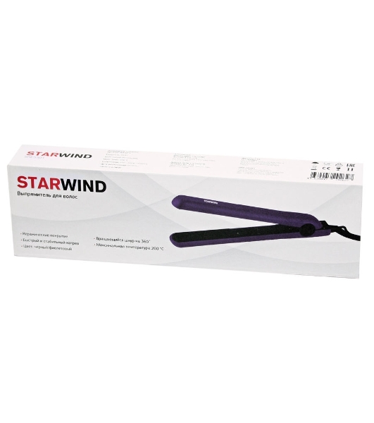 Выпрямитель для волос Starwind SHE5501 фиолетовый/черный, 200 °C, 1 режим