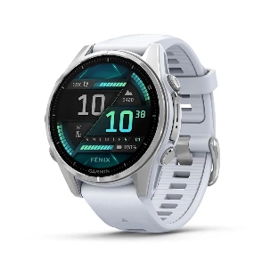 Умные часы Garmin Fenix 8, 1.3' AMOLED, 4G, Wi-Fi, Bluetooth, NFC, WR100, серебристый / белый