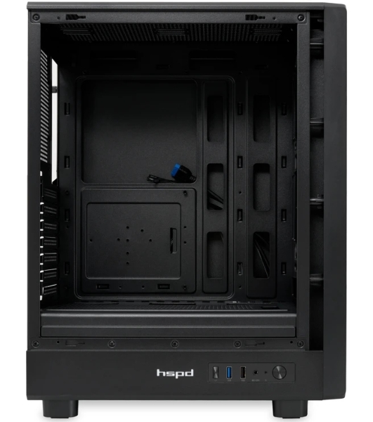 Компьютерный корпус без блока питания HSPD M510, Mesh Mid Tower, черный, TG, 0.5 SPCC, no fans ATX, mATX, mITX 180/280/160мм 1x2.5', 1x3.5', 7xPCI 1xUSB-A 3.0, 1xUSB-A 1.0 517x277x418мм