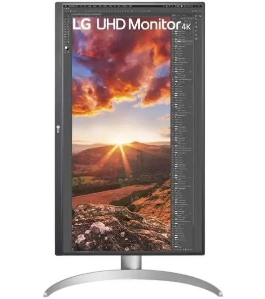Монитор 27' LG UltraFine 27UP850K-W IPS 3840x2160, 60 Гц, 5 мс, 16:9, 400 кд/м², 2xHDMI 2.0, DP 1.4, USB-C, USB Hub (2x USB 3.0), 3.5 Jack, FreeSync, черный/серебристый