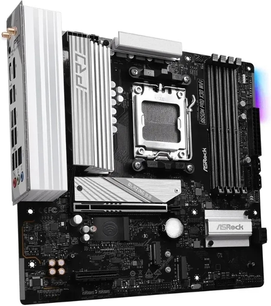 Материнская плата ASRock B650M Pro X3D WiFi, AM5, AMD B650, 4xDDR5, 4xSATA, 3xM.2, 1xPCIe 5.0 x16, 1xPCIe 4.0 x4, 1xHDMI, 1xDP, 1x2.5Gb LAN, Wi-Fi 6E, Bluetooth 5.2, 1xUSB-C 10Gbps, 1xUSB-A 10Gbps, 2xUSB-A 5Gbps, 4xUSB-A 2.0, 3x3.5 мм, 7.1, mATX