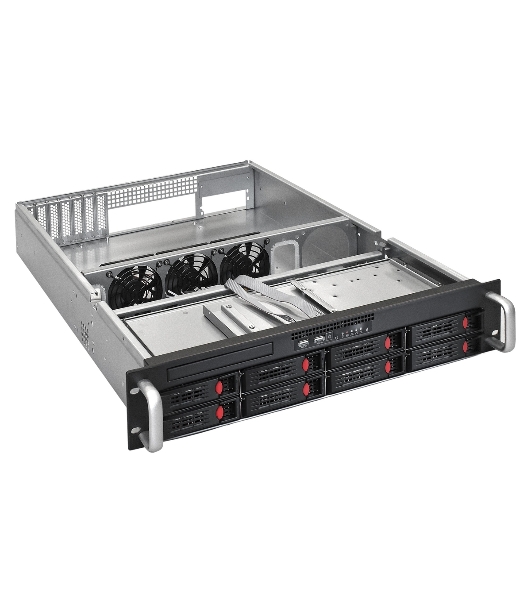 Серверный корпус ExeGate Pro 2U550-HS08 RM 19', высота 2U, глубина 550, без БП, 8xHotSwap, USB