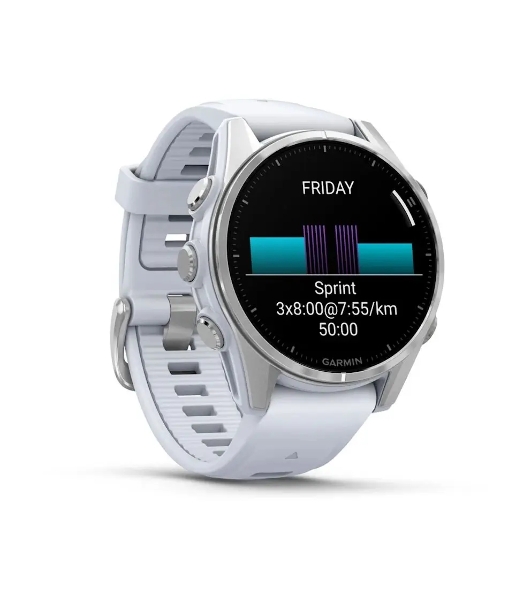 Умные часы Garmin Fenix 8, 1.3' AMOLED, 4G, Wi-Fi, Bluetooth, NFC, WR100, серебристый / белый
