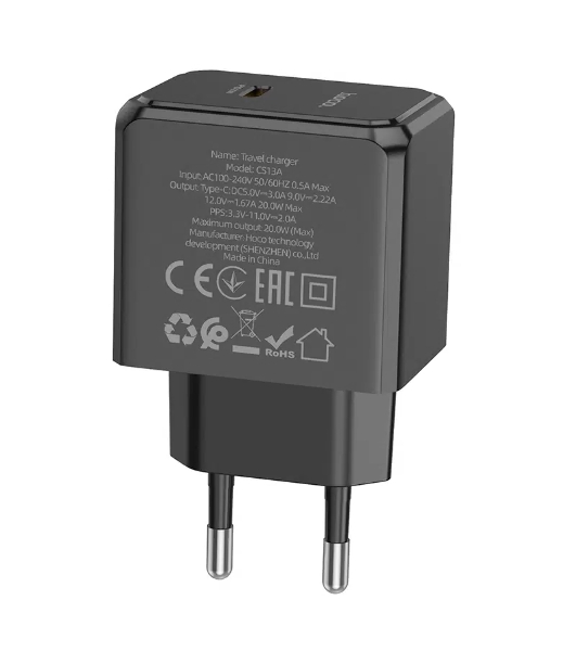 Сетевое зарядное устройство HOCO (6942007603805) CS13A 1USB 3.0A PD 20W
