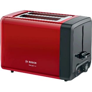 Тостер Bosch TAT4P424 красный/черный, 970 Вт, 2 слота