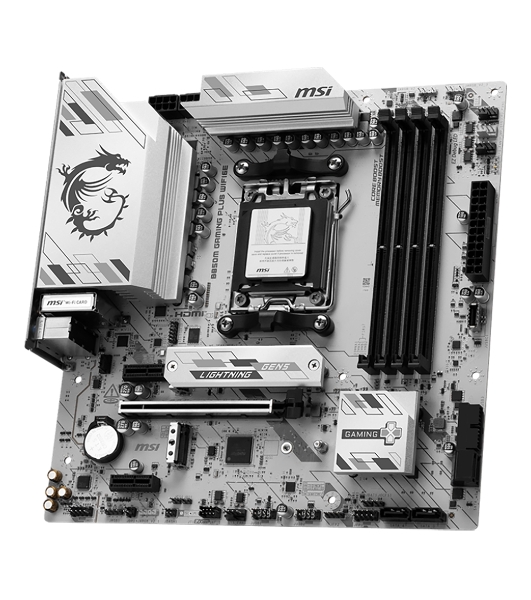 Материнская плата MSI B850M GAMING PLUS WIFI6E, AM5, AMD B850, 4xDDR5, 4xSATA, 2xM.2, 1xPCIe 4.0 x16, 2xPCIe x1, 1xDP, 1xHDMI, 1x2.5Gb LAN, Wi-Fi 6E, Bluetooth 5.3, 4xUSB-A 5Gbps, 3xUSB-A 10Gbps, 1xUSB-C 10Gbps, 3x3.5 мм, 7.1, mATX
