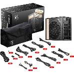 Блок питания MSI MEG Ai1300P (306-7ZP4A11-CE0), 1300Вт, 80 PLUS Platinum, 120мм, модульный, черный/золотой, фото3