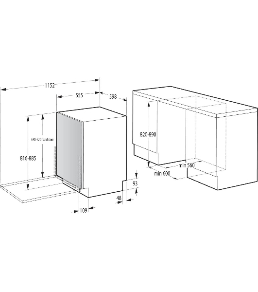 Встраиваемая посудомоечная машина Gorenje GV642D90, черный, 59.8 см, 14 компл., 45 дБ, класс A+++