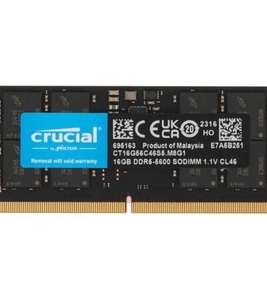 Оперативная память Crucial DDR5, 16GB (1x16 GB), 5600 MHz, CL46, SO-DIMM