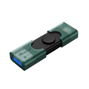 Флешка USB Kingston DataTraveler Duo (DTDEG2/256Gb), 256Gb, USB3.2/Type-C, R/W 150/60, зеленая
