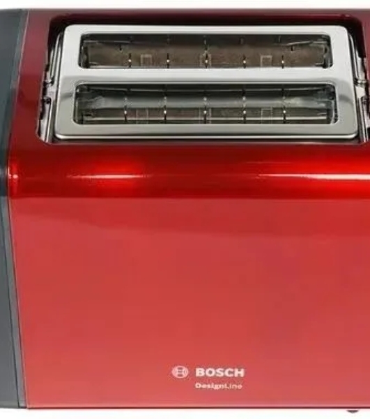 Тостер Bosch TAT4P424 красный/черный, 970 Вт, 2 слота