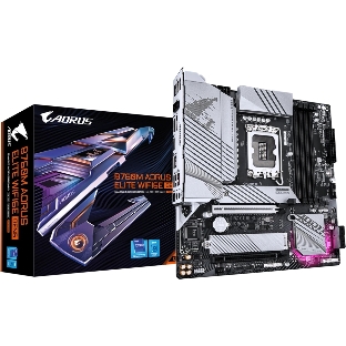 Материнская плата Gigabyte B760M AORUS ELITE WIFI6E GEN5, LGA 1700, Intel B760, 4xDDR5, 4xSATA, 2xM.2, 1xPCIe 5.0 x16, 1xPCIe 4.0 x16, 1xHDMI, 1xDP, 1x2.5Gb LAN, Wi-Fi 6E, Bluetooth 5.3, 1xUSB-C 20Gbps, 1xUSB-A 10Gbps, 3xUSB-A 5Gbps, 4xUSB-A 2.0, 3x3.5 мм + S/PDIF оптический, 7.1, mATX