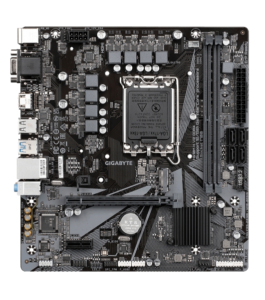 Материнская плата Gigabyte H610M H V2, LGA 1700, Intel H610, 2xDDR5, 4xSATA, 1xM.2, 1xPCIe 4.0 x16, 1xPCIe x1, 1xHDMI, 1xVGA, 1x 1Gb LAN, 2xUSB-A 3.2 Gen 1, 4xUSB-A 2.0, 3x 3.5 мм, 7.1, mATX