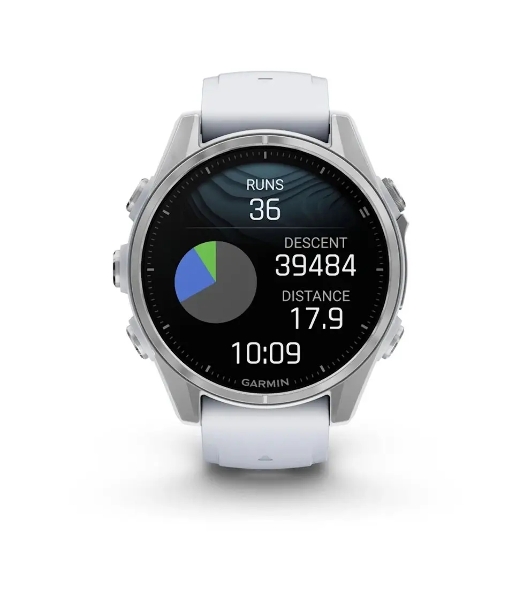 Умные часы Garmin Fenix 8, 1.3' AMOLED, 4G, Wi-Fi, Bluetooth, NFC, WR100, серебристый / белый