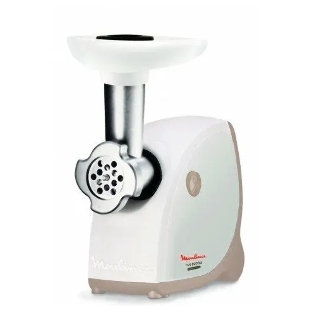 Мясорубка электрическая Moulinex ME476132 белый/бежевый, 2000 Вт, 2.3 кг/мин, защита от перегрузки, насадки - 9