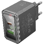 Сетевое зарядное устройство BOROFONE (6941991110641) 1USB+1Type-C 3.0A QC3.0 PD 30W, черный, фото 1