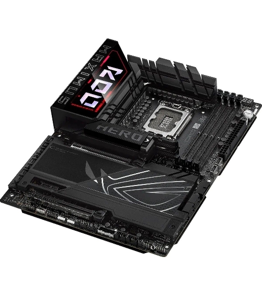 Материнская плата ASUS ROG MAXIMUS Z890 HERO, LGA 1851, Intel Z890, 4xDDR5, 4xSATA, 6xM.2, 1xPCIe 5.0 x16, 1xPCIe 4.0 x4, 1xPCIe x1, 1xHDMI, 2xUSB-C (видеовыход), 4xUSB-A 3.2 Gen 1, 4xUSB-A 3.2 Gen 2, 1xUSB-C 3.2 Gen 2, 2xUSB-C Thunderbolt 4, 2x 5Gb LAN, 2x3.5 мм, 7.1, ATX
