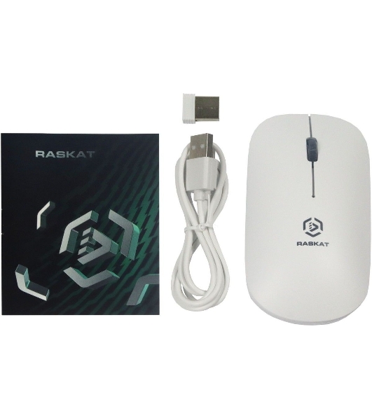 Мышь беспроводная Raskat M003WR белый, 2400 dpi, радиоканал, Bluetooth, USB, кнопки - 3