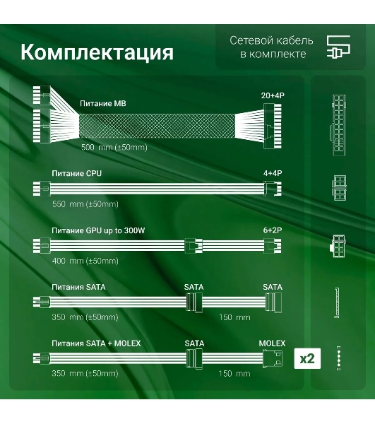 Блок питания Digma DPSU-550W, 550Вт, 120мм, черный