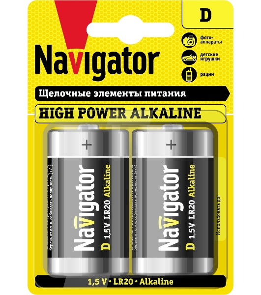 Элемент питания Navigator NBT-NE-LR20-BP2 94755, 1.5 В