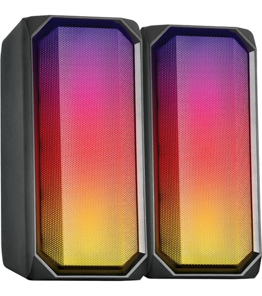 Акустическая система RGb 2.0 + Bluetooth, Qumo Charisma (ВТ 0054), 15ВТ, объемное звучание, отключаемая многорежимная RGb подсветка, USB+Jack 3,5мм