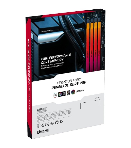 Оперативная память Kingston Fury Renegade, DDR5, 96Gb (2x48Gb), 6400MHz, CL32, DIMM, с радиатором, RGb, серебристый