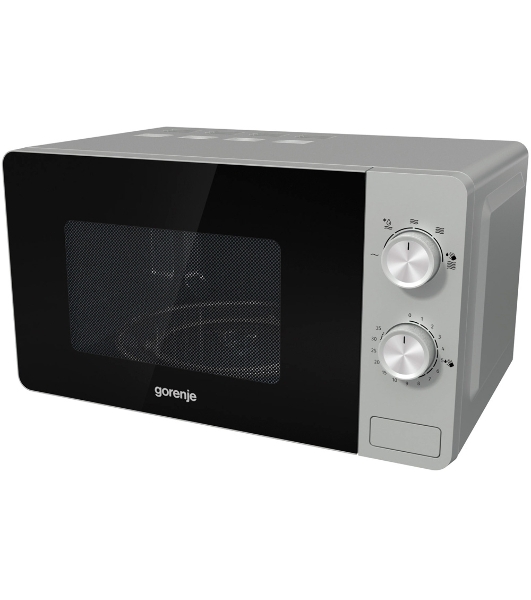 Микроволновая печь Gorenje MO20E1S серебристый, 20 л, 800 Вт, переключатели - поворотный механизм