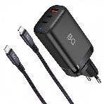 Сетевое зарядное устройство BQ Charger 65W3A01 (3 ports 2*Type-C + USB, 65W with 2m Type-C cable) черный, фото 1