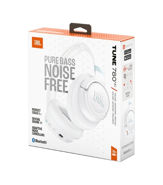 Беспроводные/проводные наушники JBL Tune 780NC белый, полноразмерные, Bluetooth + проводной, адаптивное шумоподавление