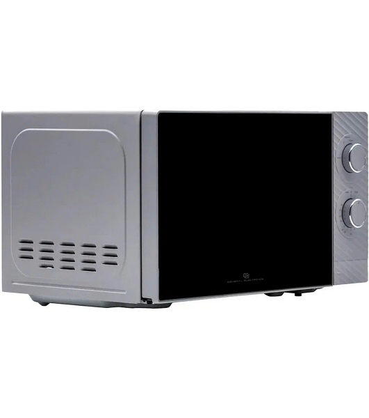 Микроволновая печь General Electronics GE-MS120S серебристый, 20 л, 700 Вт, переключатели - поворотный механизм