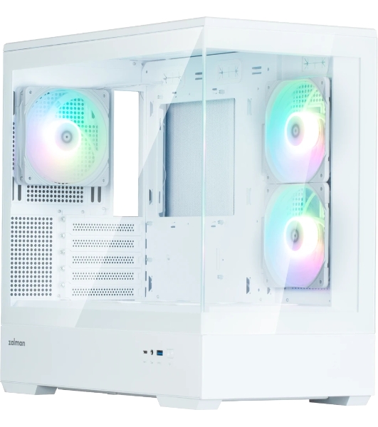 Компьютерный корпус ZALMAN P30 V2, MATX, белый, WINDOW, 2x3.5', 3x2.5', 1xUSB TYPE-C, 1xUSB 3.0, SIDE 2x120мм ARGb, REAR 1x120мм ARGb, VGA support