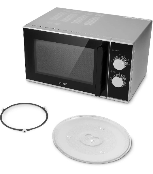 Микроволновая печь Vitek VT-MW0823 серебристый/черный, 23 л, 900 Вт, переключатели - поворотный механизм