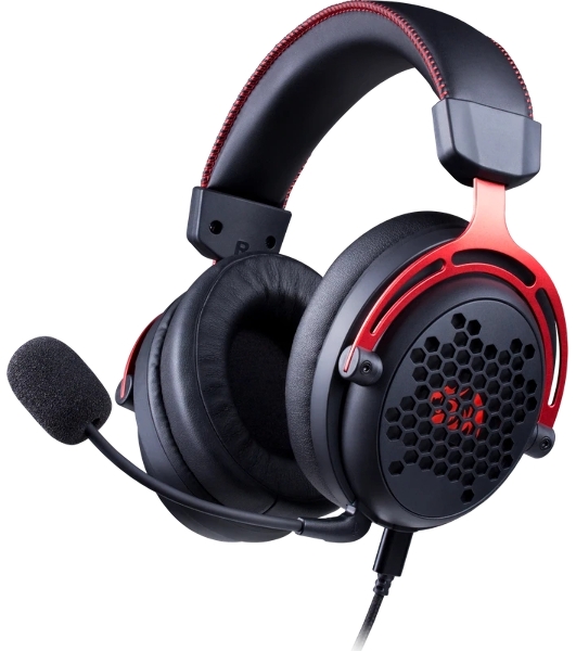 Гарнитура Redragon Diomedes чёрный/красный, проводная, USB / mini jack 3.5 мм