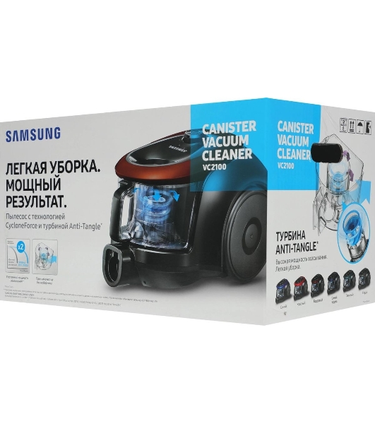 Пылесос Samsung VC18M21A0SB/EV синий/черный, 380/1800 Вт, уборка сухая, пылесборник контейнер 1.5 л