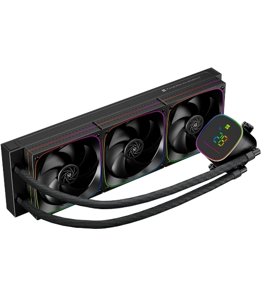 Система жидкостного охлаждения Thermalright Frozen Horizon 360 Digital (360мм, LED temp., Black, ARGB/Fans: 3x120мм, 68.9CFM, 28.2dBA, 2000RPM/Pump height 53.2мм, Rad thickness 27мм/S: 1700, 1200, 1851, 115X, AM5, AM4)