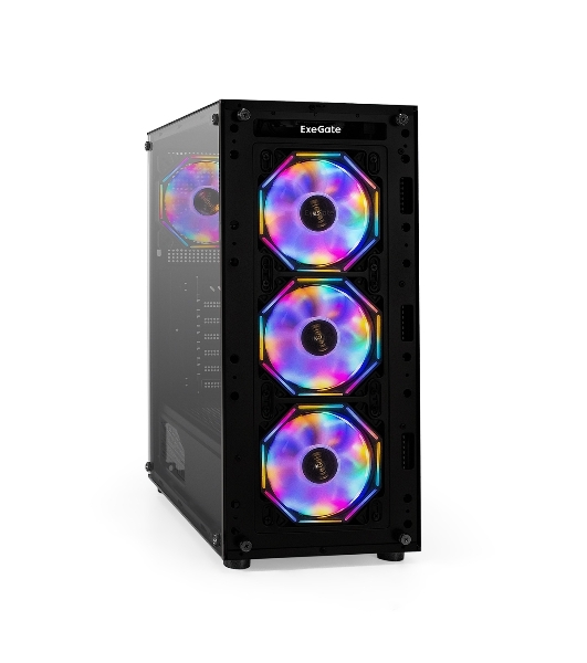 Компьютерный корпус Miditower ExeGate i3 BASE-NPX700 (ATX, БП 700NPX с вент. 12 см, с окном, 1*USB+1*USB 3.0, аудио, 4 вент. 12см с RGb подсветкой)