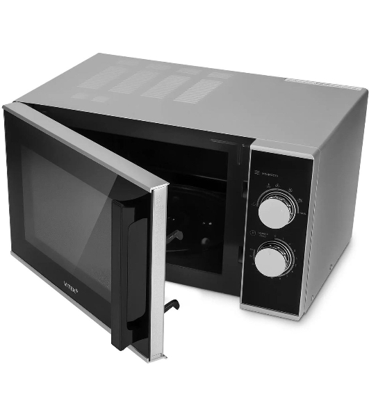 Микроволновая печь Vitek VT-MW0823 серебристый/черный, 23 л, 900 Вт, переключатели - поворотный механизм