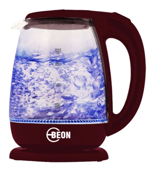 Электрочайник BEON BN-3046 бордовый, 1.8 л, 2200 Вт, скрытый нагревательный элемент