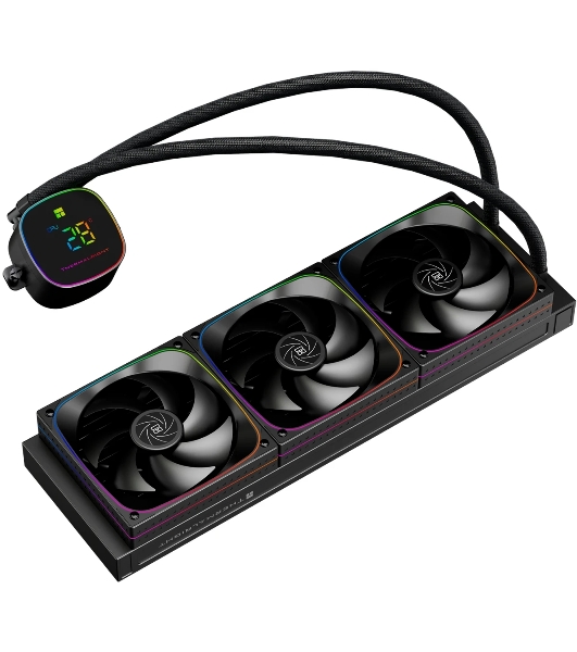 Система жидкостного охлаждения Thermalright Frozen Horizon 360 Digital (360мм, LED temp., Black, ARGB/Fans: 3x120мм, 68.9CFM, 28.2dBA, 2000RPM/Pump height 53.2мм, Rad thickness 27мм/S: 1700, 1200, 1851, 115X, AM5, AM4)
