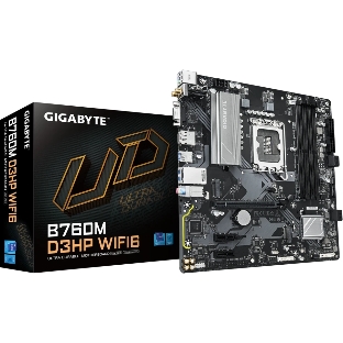 Материнская плата Gigabyte B760M D3HP WIFI6, LGA 1700, Intel B760, 4xDDR5, 4xSATA, 2xM.2, 1xPCIe 4.0 x16, 1xPCIe 4.0 x4, 1xHDMI, 1xDP, 1x2.5Gb LAN, Wi-Fi 6, Bluetooth 5.3, 1xUSB-C 10Gbps, 1xUSB-A 10Gbps, 4xUSB-A 5Gbps, 2xUSB-A 2.0, 1xPS/2, 3x3.5 мм, 7.1, mATX