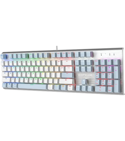 Клавиатура проводная A4Tech Fstyler FS100 Neon, USB, синий/белый