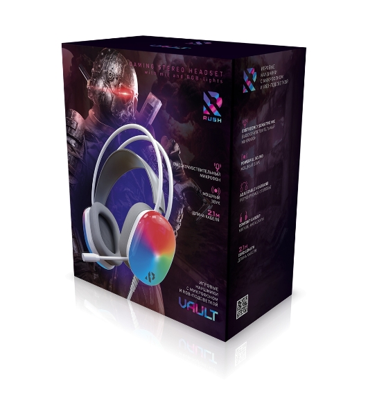 Гарнитура SmartBuy VAULT RGB белый, проводная, USB, подсветка
