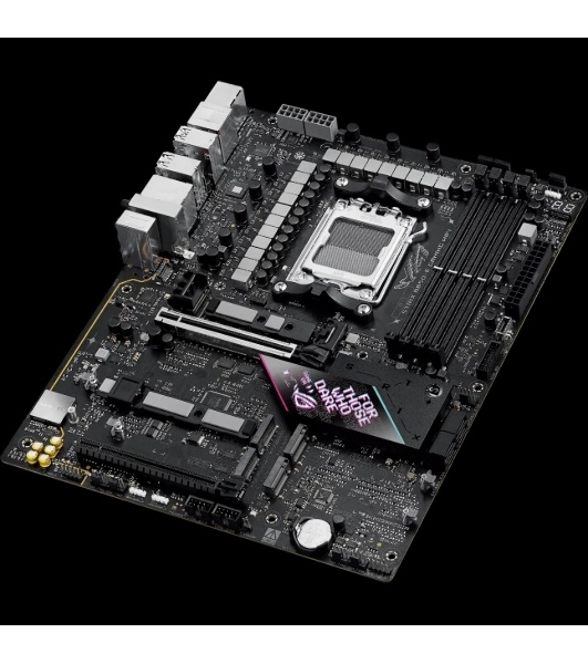 Материнская плата ASUS ROG STRIX B850-E GAMING WIFI, AM5, AMD B850, 4xDDR5, 4xSATA, 5xM.2, 1xPCI-E 5.0 x16, 1xPCI-E 4.0 x16, 1xRealtek 5Gb Ethernet, 1xUSB-C 4, 1xUSB-C 20Gbps, 6xUSB-A 10Gbps, 4xUSB-A 2.0, 3x3.5 мм, 7.1, ATX
