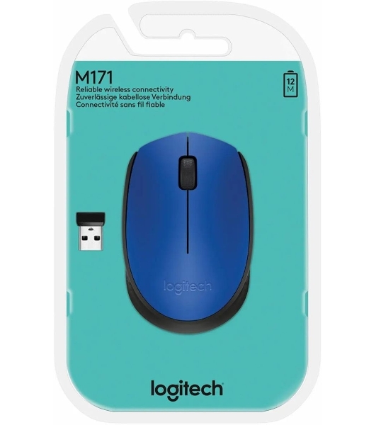 Мышь беспроводная Logitech M171 синий, 1000 dpi, радиоканал, USB, кнопки - 3