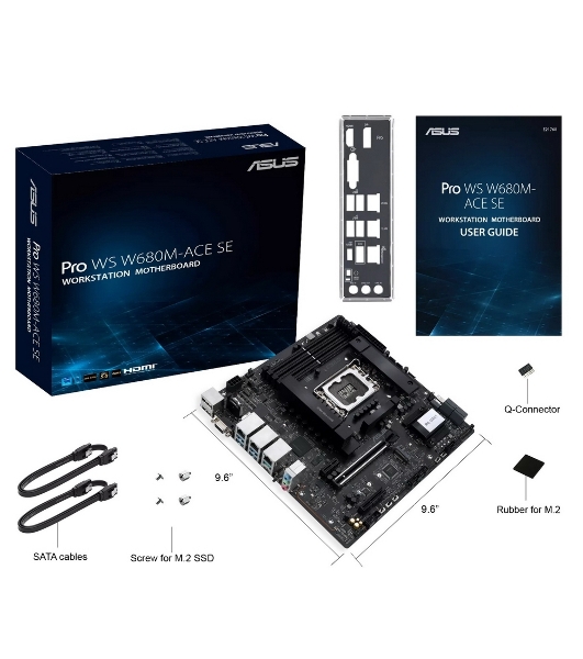 Материнская плата Asus PRO WS W680M-ACE SE, LGA1700, Intel W680, 4xDDR5, 8xSATA, 2xM.2, 1xPCIe 5.0 x16, 1xPCIe 3.0 x4, 1xPCIe 3.0 x1, 1xDP, 1xHDMI, 1xVGA, 3x2.5Gb LAN, 1xUSB-C 10Gbps, 1xUSB-A 10Gbps, 4xUSB-A 5Gbps, 3x3.5 мм, 7.1, mATX