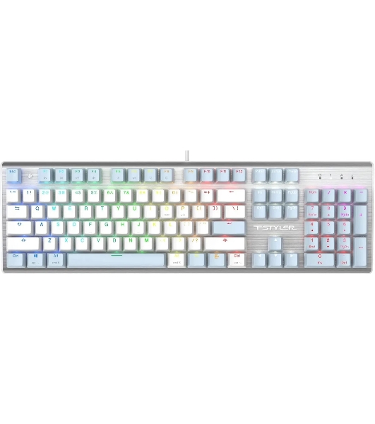 Клавиатура проводная A4Tech Fstyler FS100 Neon, USB, синий/белый