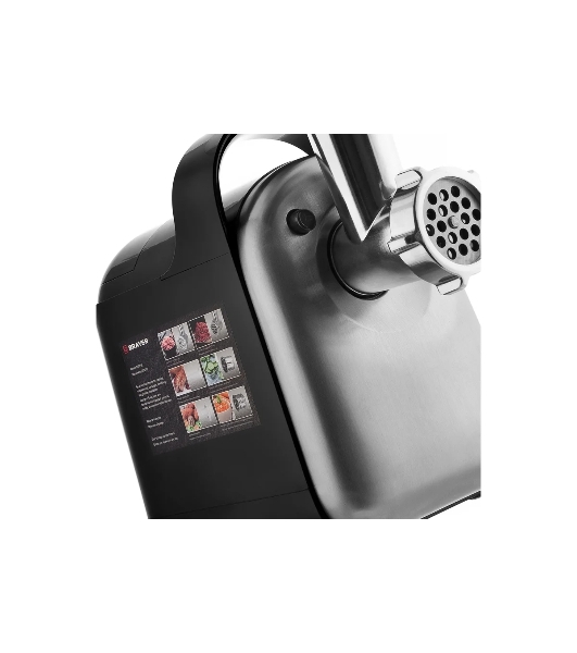 Мясорубка электрическая BRAYER BR1602 чёрный, 2000 Вт, 2.0 кг/мин, реверс, защита от перегрузки, металлический лоток, насадки - 6
