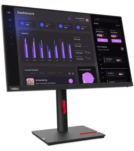 Монитор 23.8' Lenovo ThinkVision T24i-30 IPS 1920x1080, 60 Гц, 4 мс, 16:9, 250 кд/м², HDMI 1.4, DP 1.2, VGA, USB Hub (4x USB 3.2), 3.5 Jack, HDR10, черный