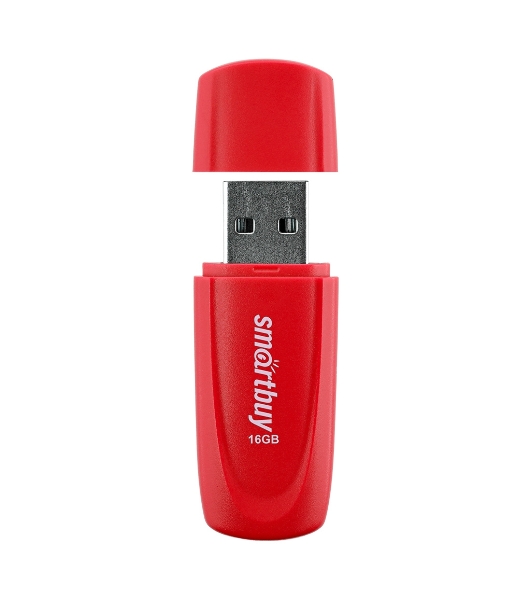 Флешка USB Smartbuy Scout Red (SB016Gb2SCR), 16Gb, USB 2.0, R/W 15/8, красный