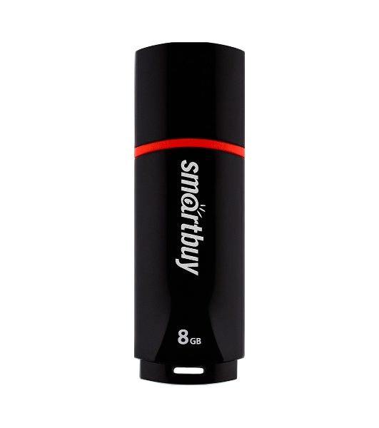 Флешка USB Smartbuy Crown black (SB8GbCRW-K), 8 Gb, USB 2.0, R/W 15/5, черный/красный
